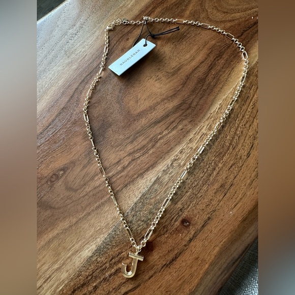 NWT •J• monogram BaubleBar gold letter “J” necklace - Picture 1 of 8
